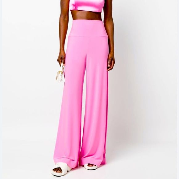 Norma Kamali Pants - Norma Kamali Wide Leg Trousers Medium Orchid Pink